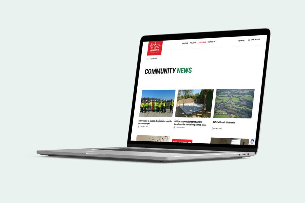 Griffiths website development project in construction sector on macbook