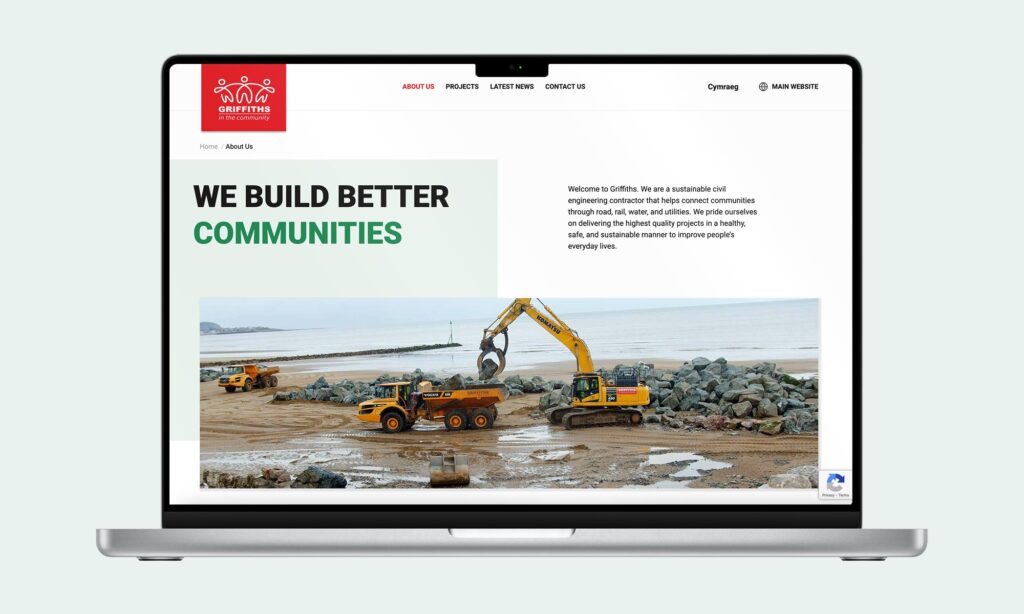 Griffiths website development project in construction sector on macbook