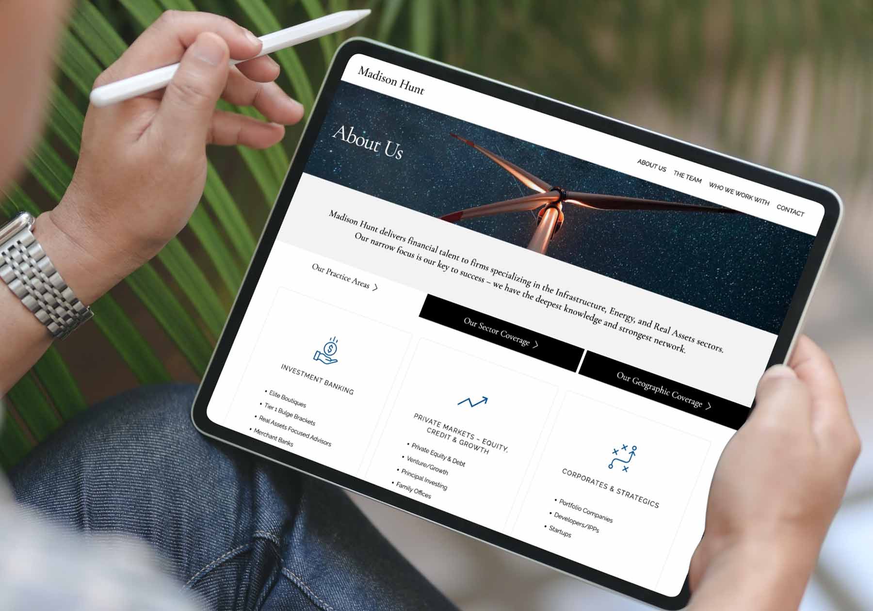 Madison Hunt - A New York based Recruitment Agency website on iPad