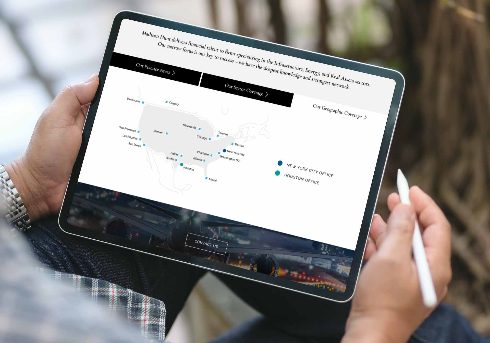Madison Hunt - A New York Recruitment-Agency website on iPad